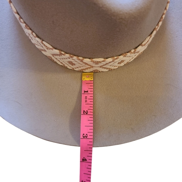 Olive & Pique Wool Fedora Hat Coastal Cowgirl Boho Western Aztec Band Adjustable - Picture 11 of 14